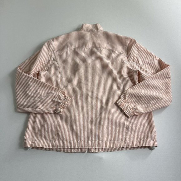 ORVIS Women's Size Medium White Striped Seersucker Zip-Up Lightweight Jacket - Picture 2 of 8